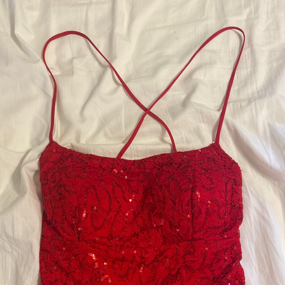 red glittery dress